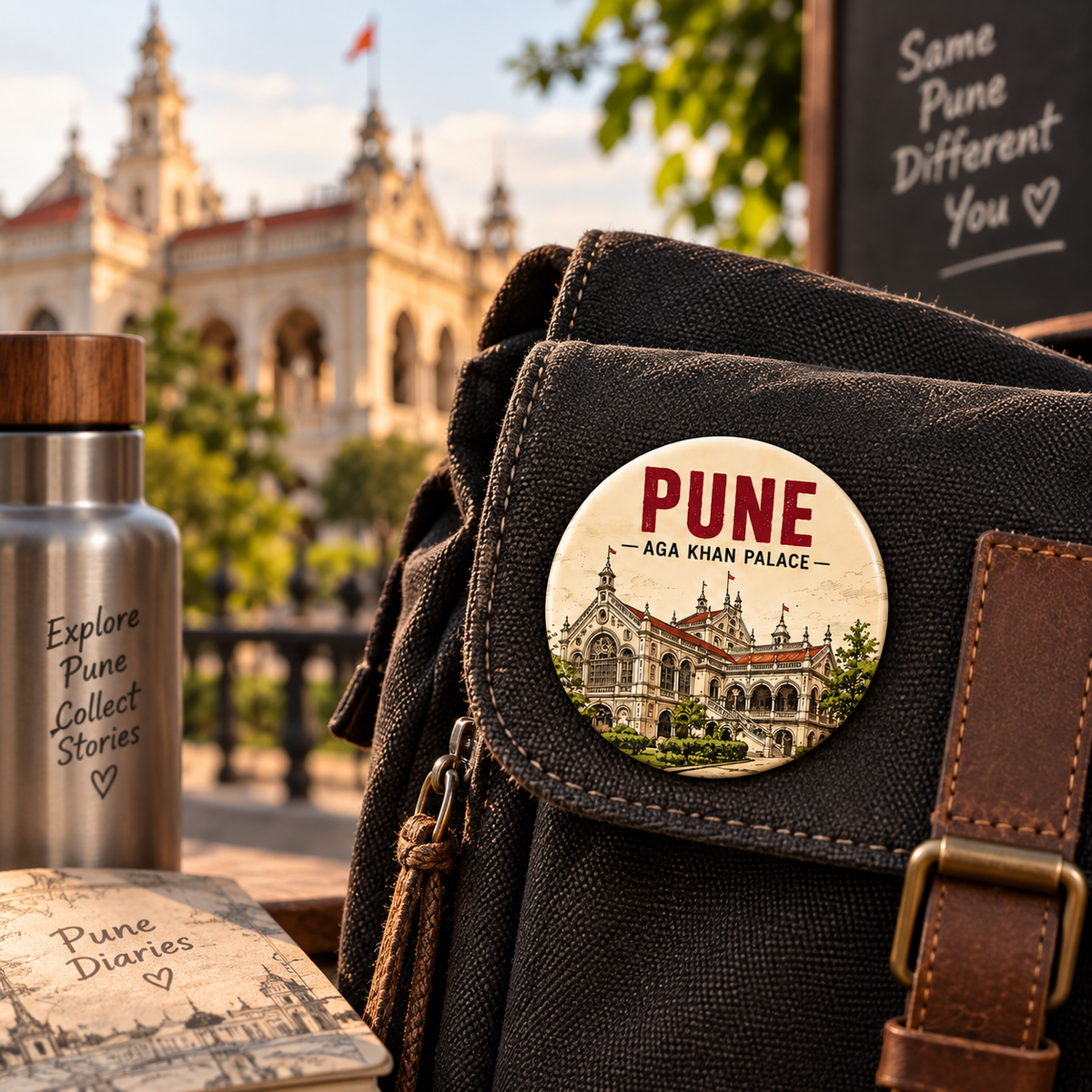 Round Pin Button Badge - Aga Khan Palace,Pune