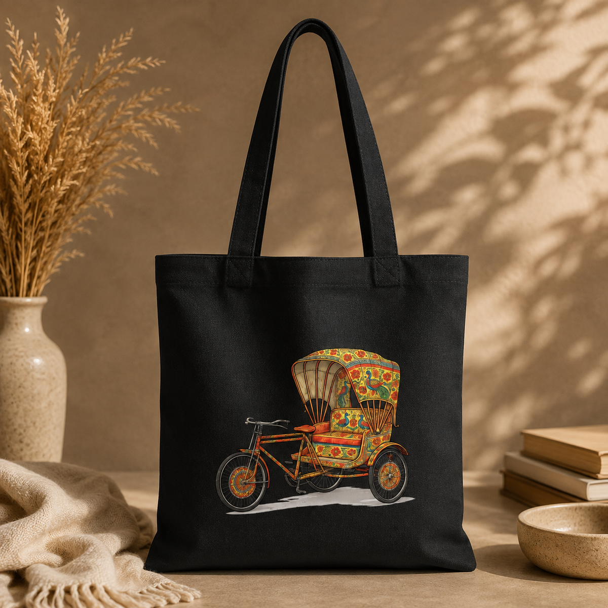 Vintage Rickshaw Canvas - Tote Bag 🚲🎨