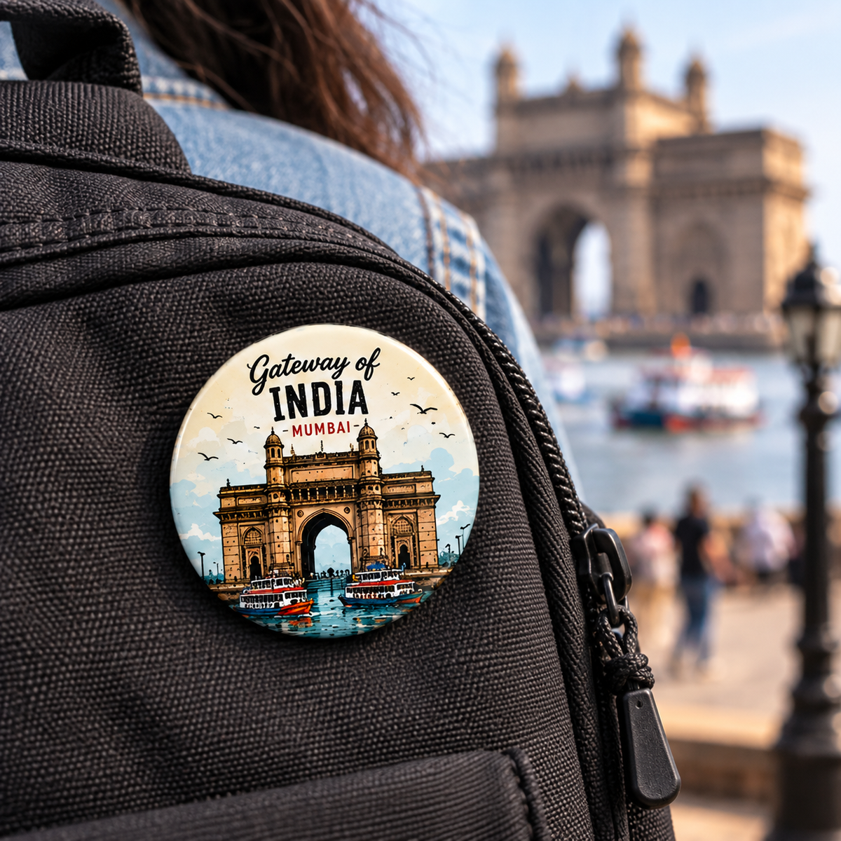 Round Pin Button Badge - Gate way of India,Mumbai
