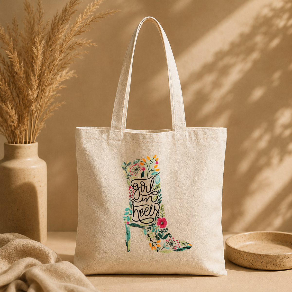 Girl in Heels Canvas  - Tote Bag 👠🌸