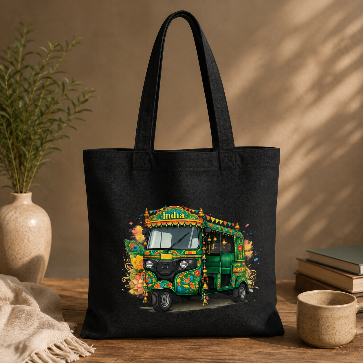 Indian Rickshaw Canvas Tote Bag 🛺