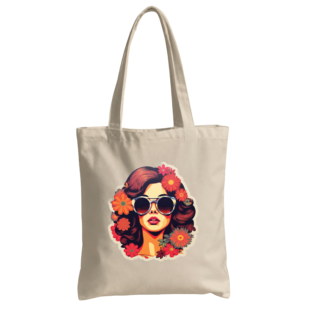 Stylish Floral Lady Canvas - Tote Bag 🌸🕶️