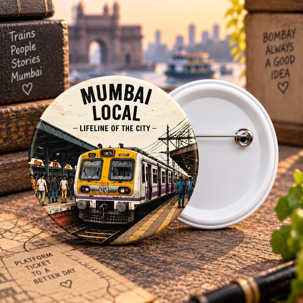 Round Pin Button Badge - Mumbai Local Train