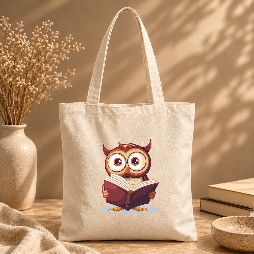 Wise Owl Reading Canvas - Tote Bag 🦉📚