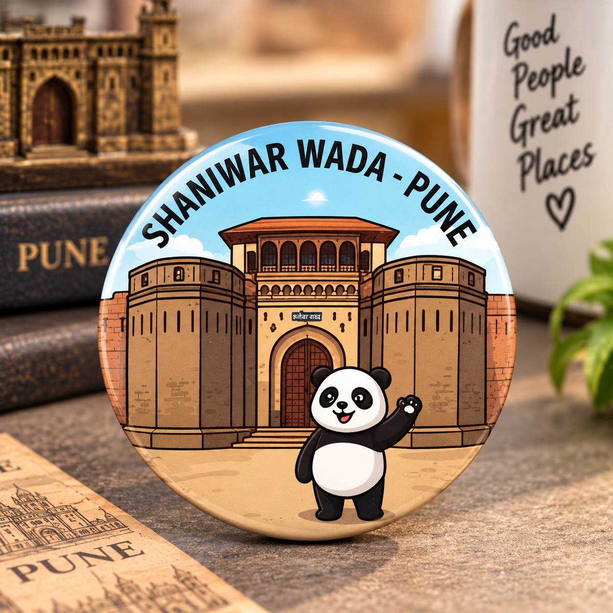 Round Pin Button Badge - Shaniwar Wada,Pune